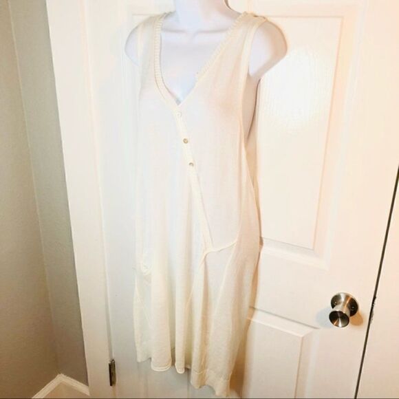 MADO et les autres Swim Cover Up Sweater Dress Asymmetrical Knot Back White 4 - Picture 6 of 11